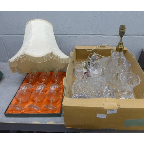 1049 - A collection of crystal and glassware including a table lamp base **PLEASE NOTE THIS LOT IS NOT ELIG... 