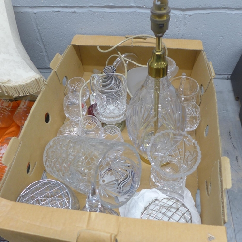 1049 - A collection of crystal and glassware including a table lamp base **PLEASE NOTE THIS LOT IS NOT ELIG... 