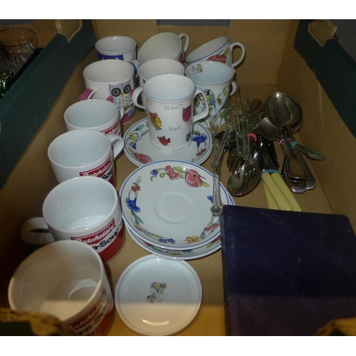 1059 - A collection of plated cutlery and assorted mugs **PLEASE NOTE THIS LOT IS NOT ELIGIBLE FOR POSTING ... 