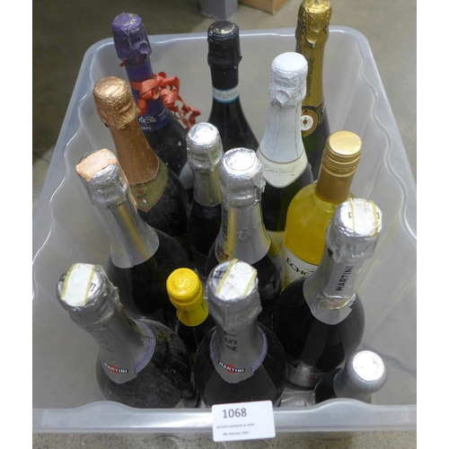 1068 - A box of sparkling wines, Pierre Darceys Champagne and Martini Asti **PLEASE NOTE THIS LOT IS NOT EL... 