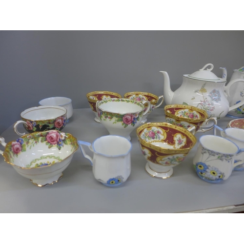 650 - Assorted china, a Bell china coffee set, Royal Albert Lady Hamilton china, Paragon Tapestry Rose, et... 