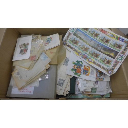 685 - Stamps; a box of stamps, covers, etc., loose and in albums