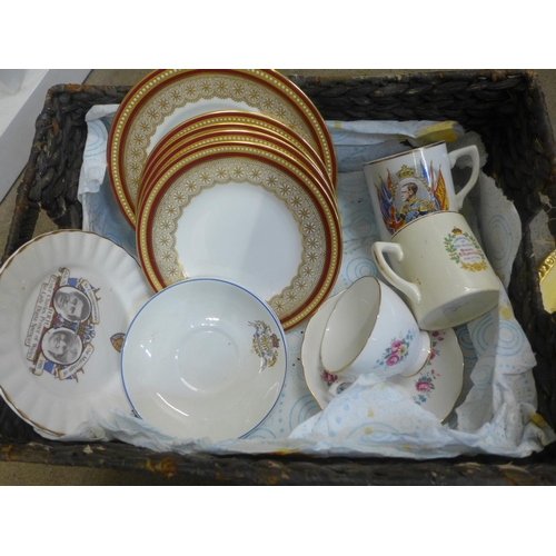 709A - Two Aynsley Orchard Gold plates, a set of Royal Worcester side plates and a collection of Royal comm... 