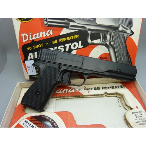 757 - A Diana BB repeater air pistol, boxed