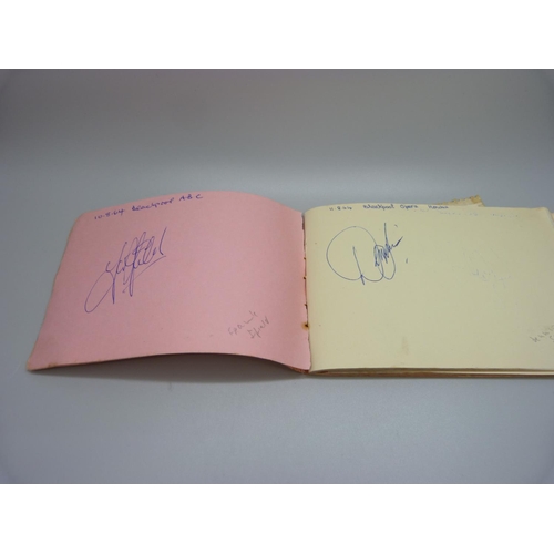 758 - A 1960s autograph book, Ken Dodd, George Formby, etc., and later