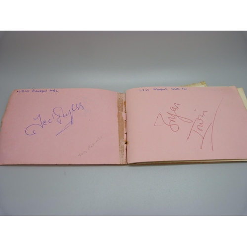 758 - A 1960s autograph book, Ken Dodd, George Formby, etc., and later