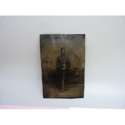 760 - American Civil War, three letters Plattsburgh 1861-64 8 vo, together with a tin type of an American ... 