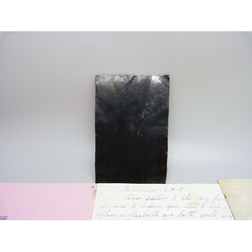 760 - American Civil War, three letters Plattsburgh 1861-64 8 vo, together with a tin type of an American ... 