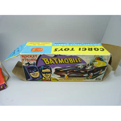 766 - A Corgi Toys 267 Batmobile, reproduction box, no Robin figure or instructions