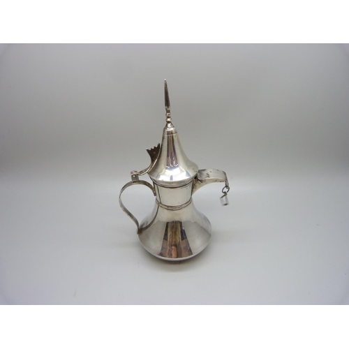 775 - A small 925 silver Dubai coffee pot, marked 925, 117g