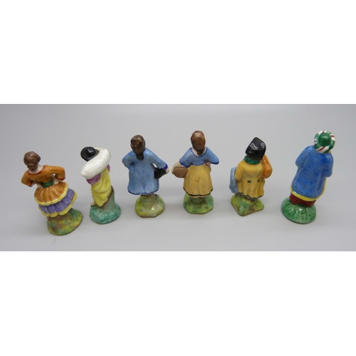 777 - Six German porcelain miniature figures