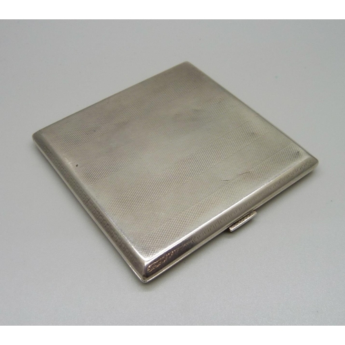 780 - A silver Mappin & Webb cigarette case, Birmingham 1927, the inner case bears inscriptions, from HMS ... 