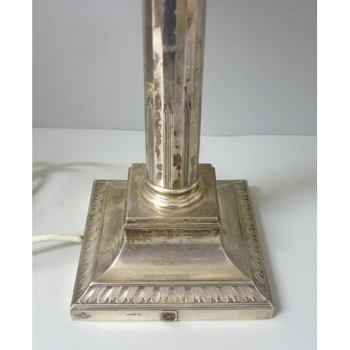 890 - A silver candlestick lamp, Sheffield 1923