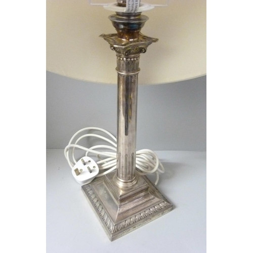 890 - A silver candlestick lamp, Sheffield 1923