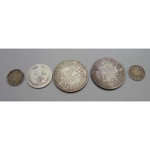 911 - Five Victorian silver coins