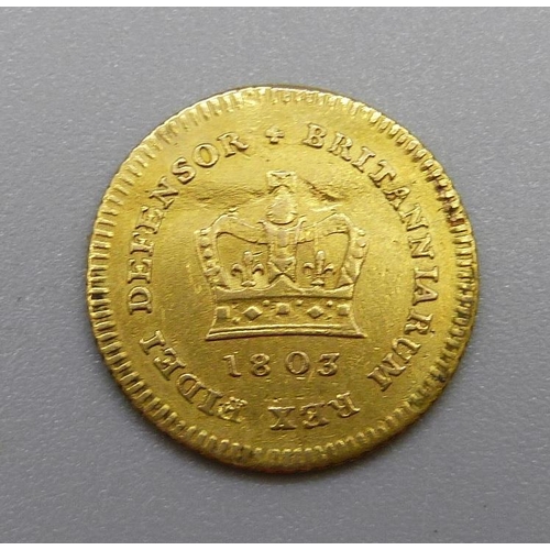 918 - A George III 1803 1/3 Guinea, 2.6g