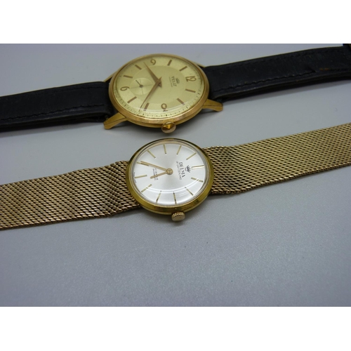 970 - A gentleman's Feliz wristwatch and a lady's Delma of Switzerland wristwatch with gold filled bracele... 