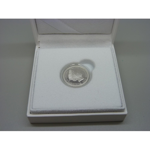 997 - A 2020 silver sovereign with gold overlay, boxed