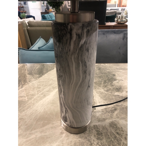 1330 - A Carrara grey marble effect table lamp with black cotton shade (30-787-C38)   #