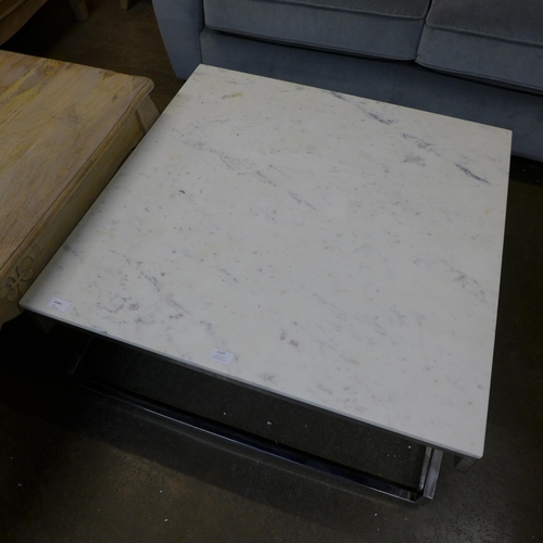 1351 - A chrome and marble coffee table * this lot is subject to VAT