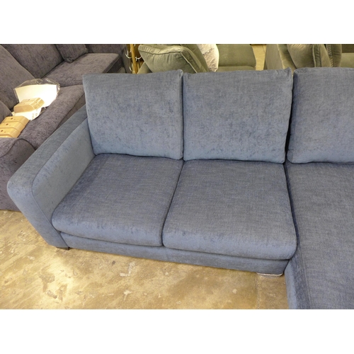 1459 - A blue velvet L shaped sofa