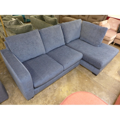 1459 - A blue velvet L shaped sofa