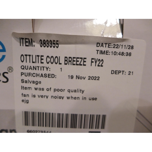 3019 - Ottlite Cool Breeze  with fan and 2.1A USB (281-316)   * This lot is subject to vat