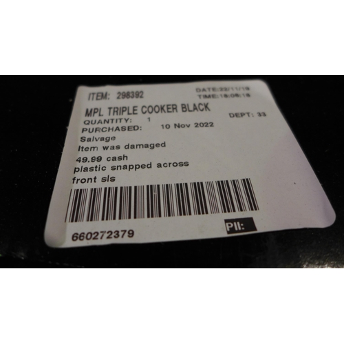 3062 - MPL Triple Cooker Black  slow cooker (281-185)   * This lot is subject to vat