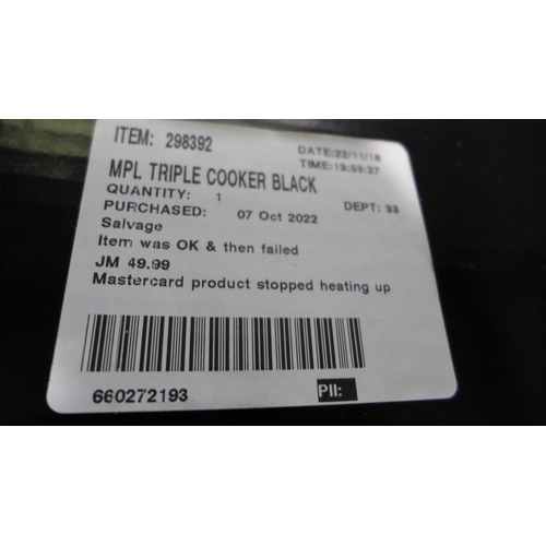 3064 - MPL Triple Cooker Black  slow cooker (281-187)   * This lot is subject to vat