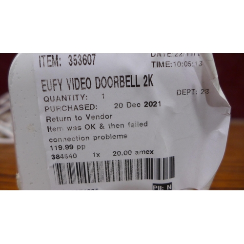 3119 - Eufy Video Doorbell 2K    (281-113)   * This lot is subject to vat