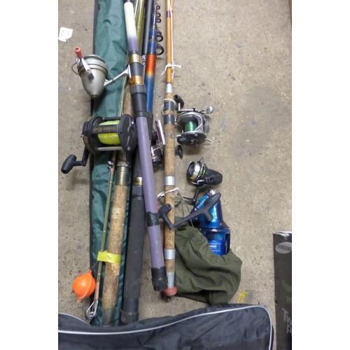 2109 - Qty. of fishing items inc. approx 5 rods and 8 reels