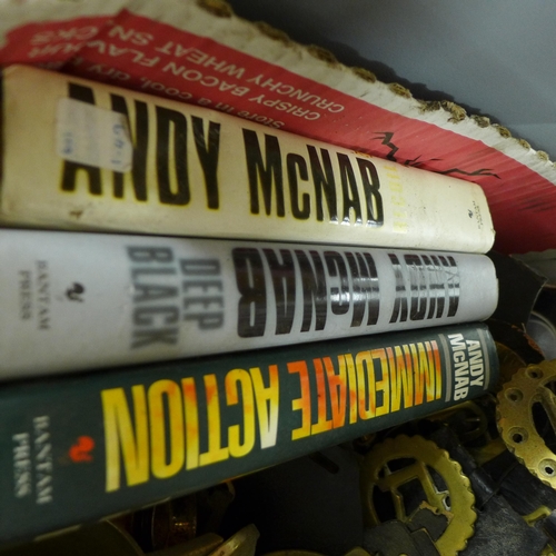 2111 - Collection of brass/yellow metal items and books - 3 Andy McNab