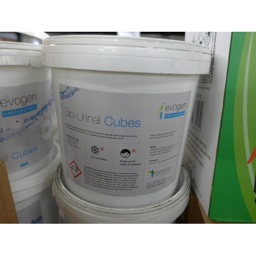 2141 - 2 Cases of bleaching powder and six tubs of bio urinal disinfectant cubes