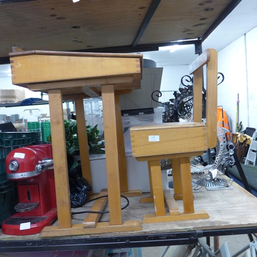 2180 - Taylor brand hardwood vintage school desk and matching chair