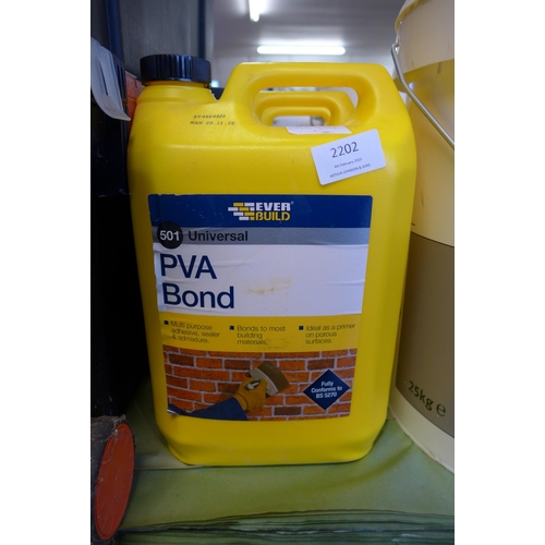 2202 - 3 x 5 ltr tubs of Everbuild 501 Universal PVA Bond - original RRP £15.99/tub, sealed