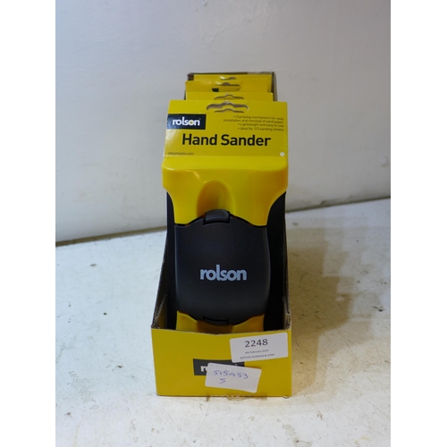 2248 - 5 unused Rolson hand sanders