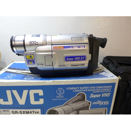 2265 - JVC boxed Super VHS and Sony Hanycam Video 8 Film camcorders - W