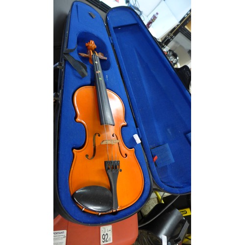 2227 - Violin case and bass recorder (large) with 'Gig bag' guitar bag