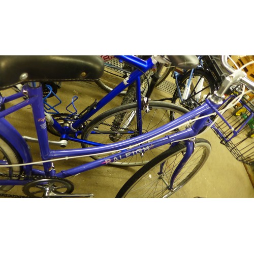 2384 - Raleigh Caprice women's sit up and beg purple shopper bicycle/bike with basket and original mudguard... 