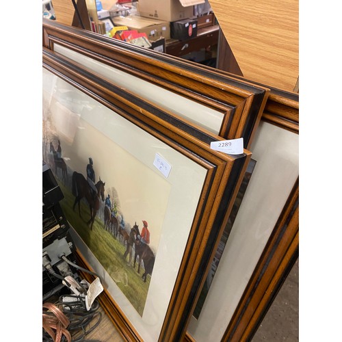 2289 - 3 framed horse/equestrian prints, approx 60 x 40cm signed Miller 91; Wingate 93; Hart)