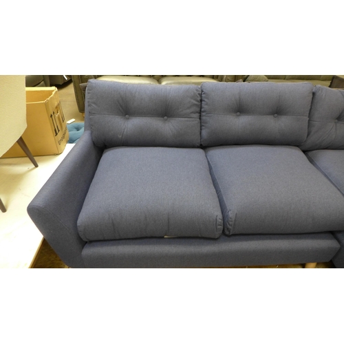 1453 - An ink blue upholstered corner sofa