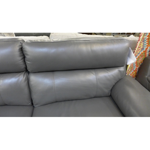 1472 - Grace Grey Leather 2.5 Seater Power Recliner sofa, Original RRP £891.66 + vat  (4160-11)   * This lo... 