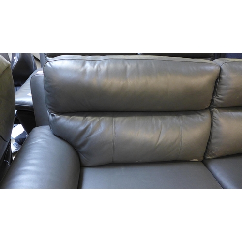 1559 - Grace Grey Leather 2.5 Seat power Recliner sofa, Original RRP - £891.66 + VAT - marked (4161- 7) *Th... 