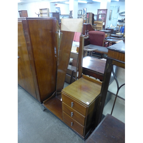 106 - An Art Deco style mahogany three piece bedroom suite