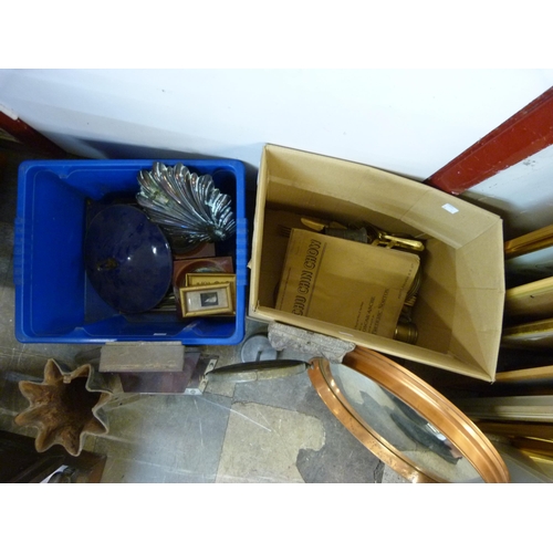 328 - Two boxes of assorted metalware, etc.