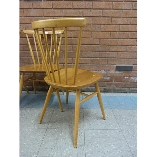 5 - A set of four Ercol Blonde elm and beech 449 model chairs