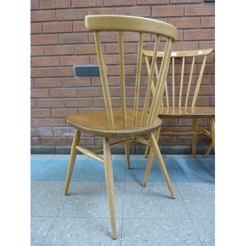 6 - A set of four Ercol Blonde elm and beech 449 model chairs