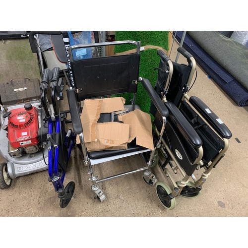 2425 - Z-Tech wheelchair and 3 wheel walker with commode