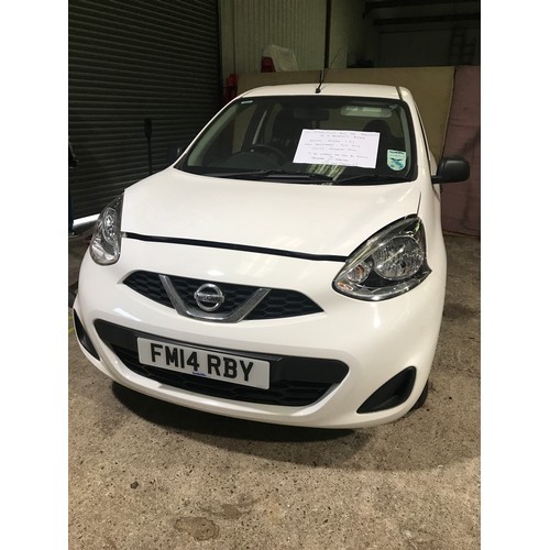 2455 - Nissan Micra Visia 1.2 5 door hatchback car, 26,105 recorded miles, Reg No.  FM14 RBY, first registe... 