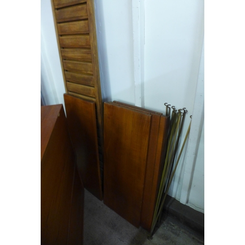 597 - A Staples teak Ladderax room divider, a/f